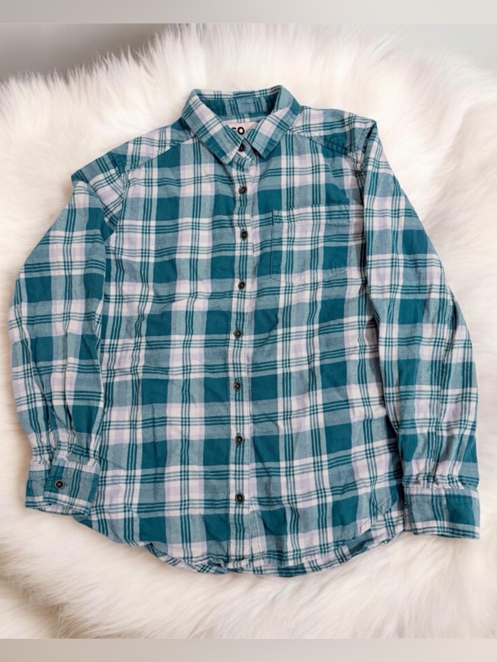 Girls Cat & Jack light blue button down shirt size 10/12